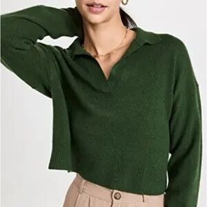 Reformation Forest Green V-Neck Sweater